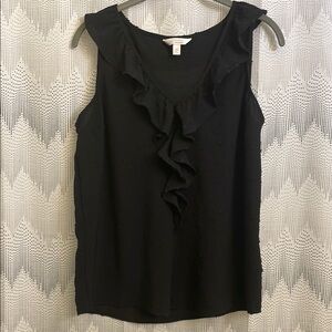 Black Ruffled Sleeveless Top